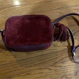 Suede camera/crossbody bag